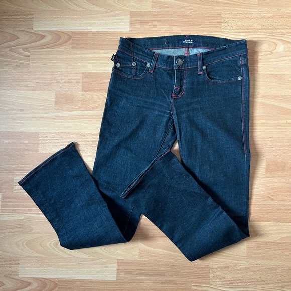 Dark Blue Jeans with Red Stitching - Picture 4 of 9